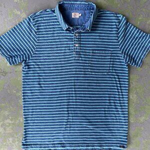 Men's FAHERTY Brand Stripped SS Polo Shirt Sz XL 3 Button Dad Golf Casual